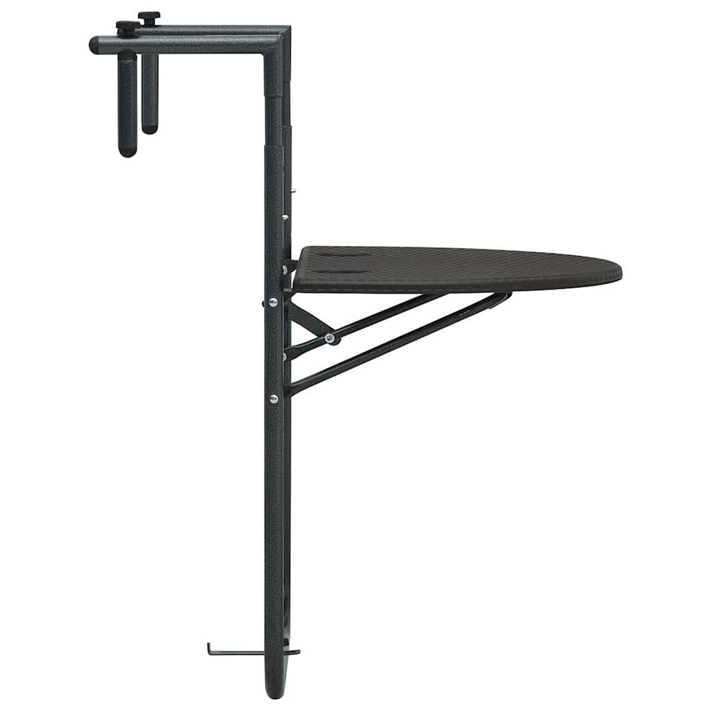 47895 vidaXL Hanging Balcony Table Brown 60x64x83,5 cm Plastic Rattan Look