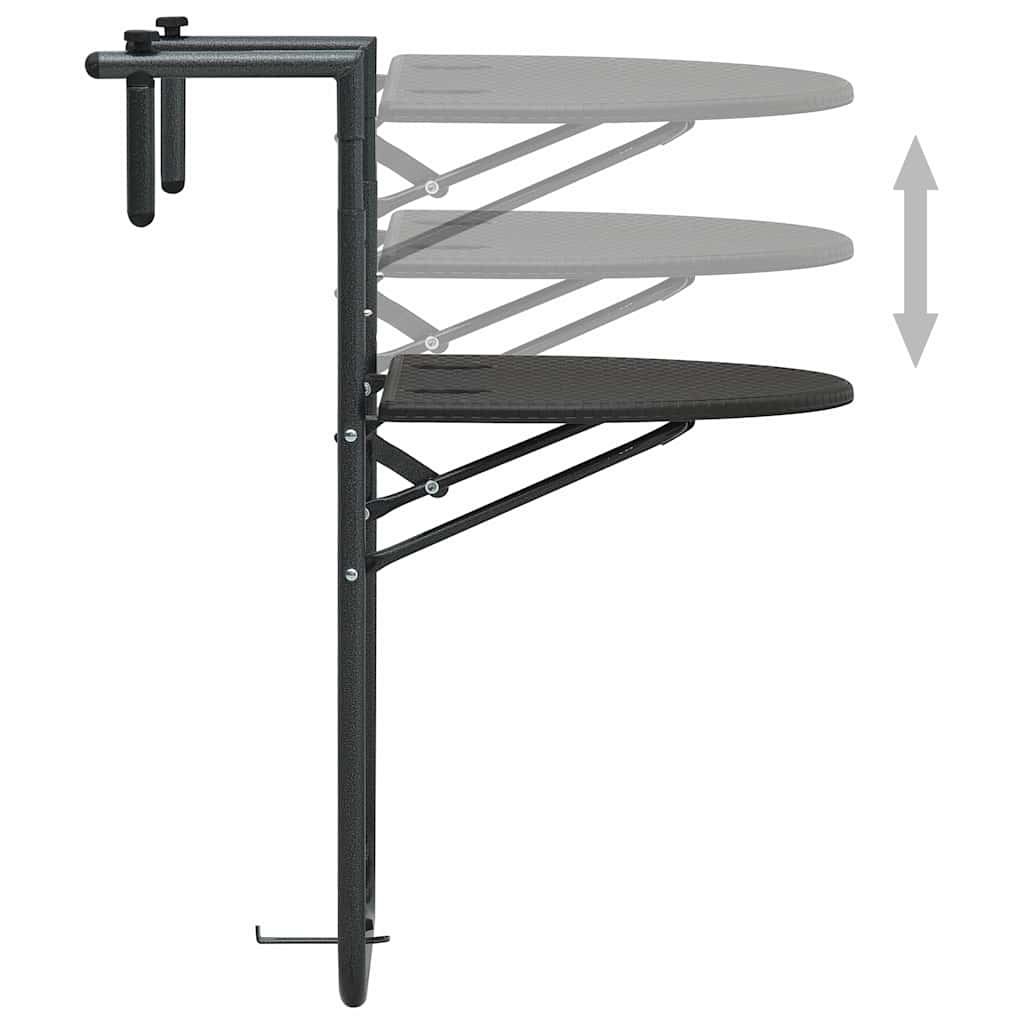 47895 vidaXL Hanging Balcony Table Brown 60x64x83,5 cm Plastic Rattan Look