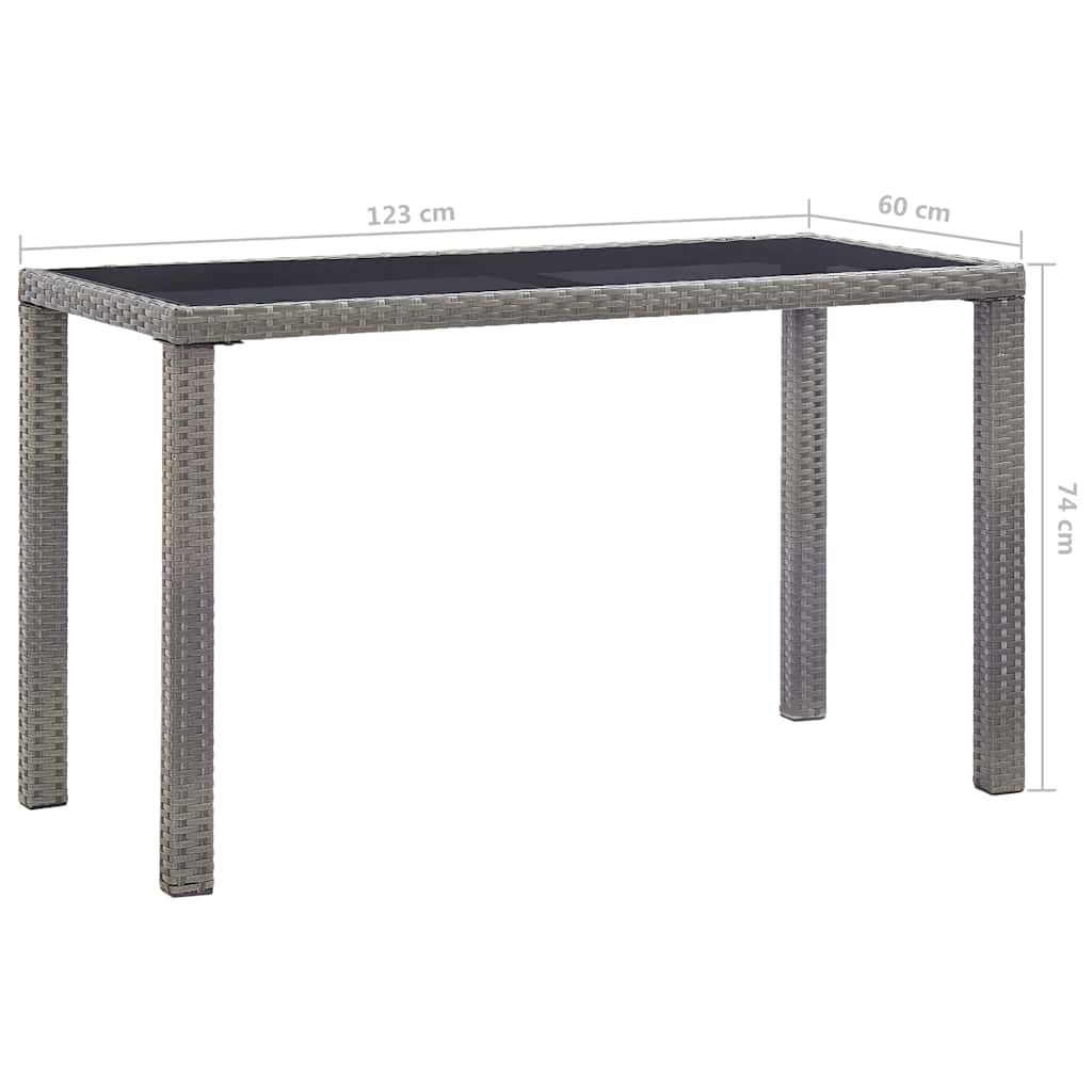 46448 vidaXL Garden Table Anthracite 123x60x74 cm Poly Rattan