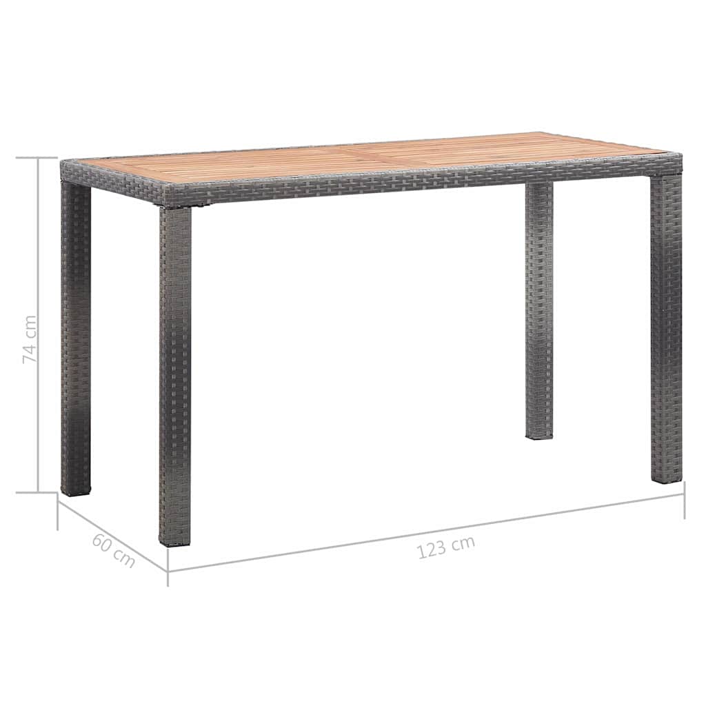 Garden Table Anthracite and Brown 123x60x74cm Solid Acacia Wood