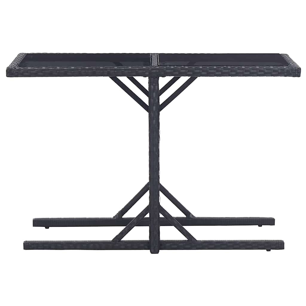46452 vidaXL Garden Table Black 110x53x72 cm Glass and Poly Rattan