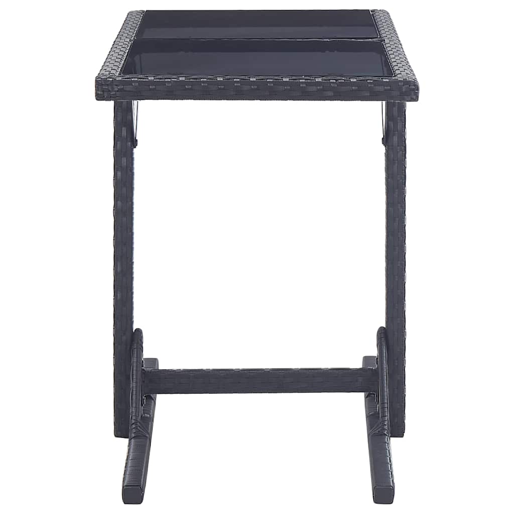 46452 vidaXL Garden Table Black 110x53x72 cm Glass and Poly Rattan