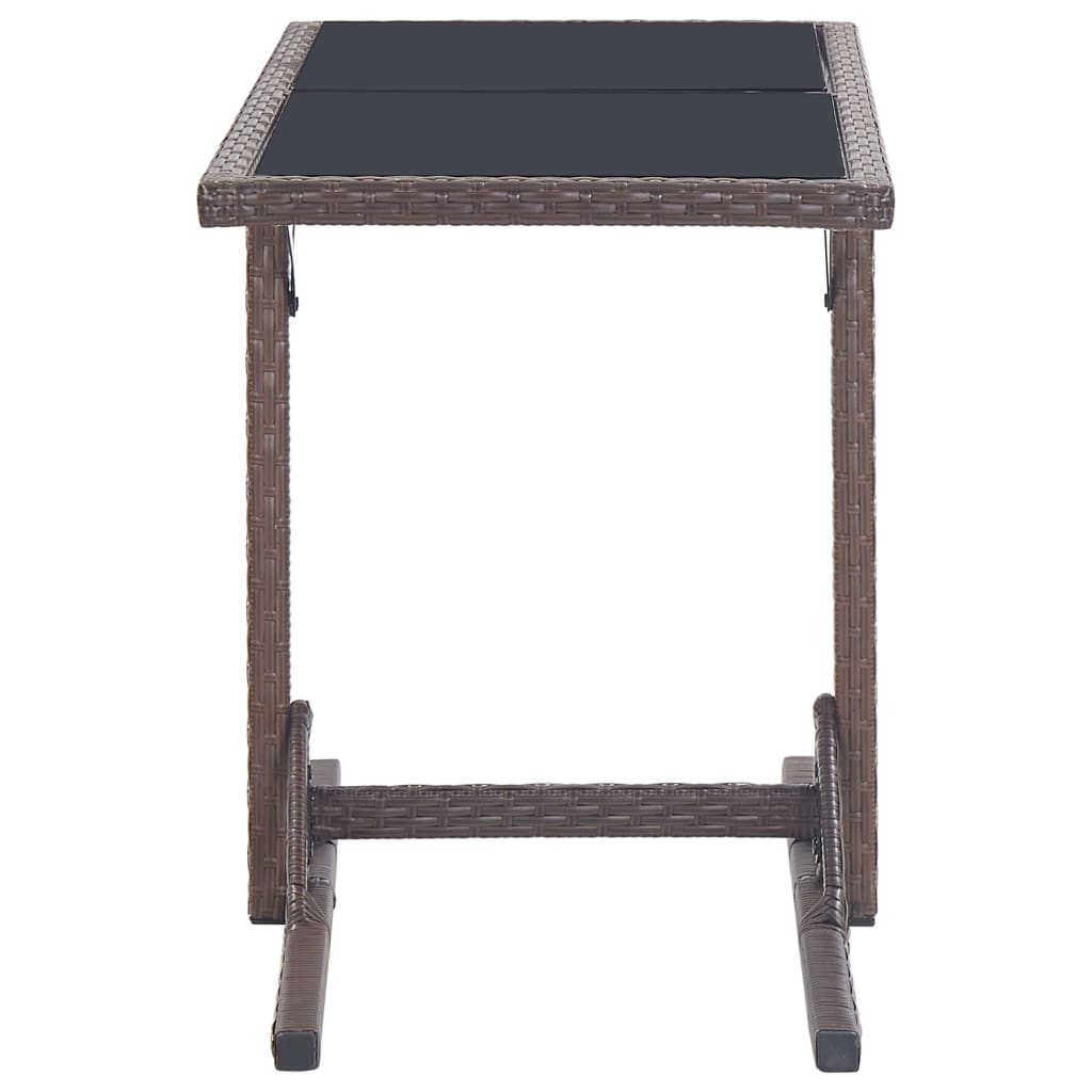 46453 vidaXL Garden Table Brown 110x53x72 cm Glass and Poly Rattan