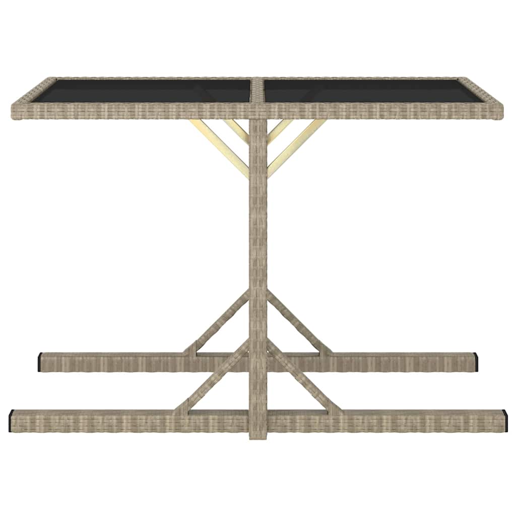 46454 vidaXL Garden Table Beige 110x53x72 cm Glass and Poly Rattan