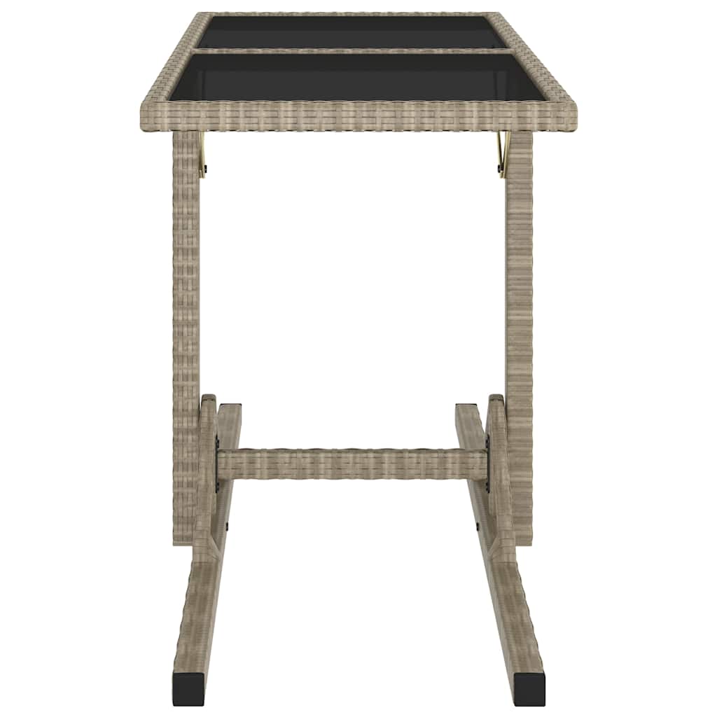 46454 vidaXL Garden Table Beige 110x53x72 cm Glass and Poly Rattan