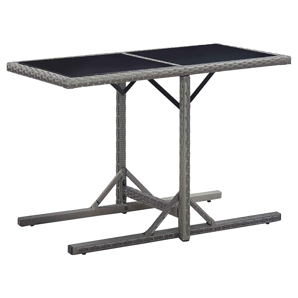 46455 vidaXL Garden Table Anthracite 110x53x72 cm Glass and Poly Rattan