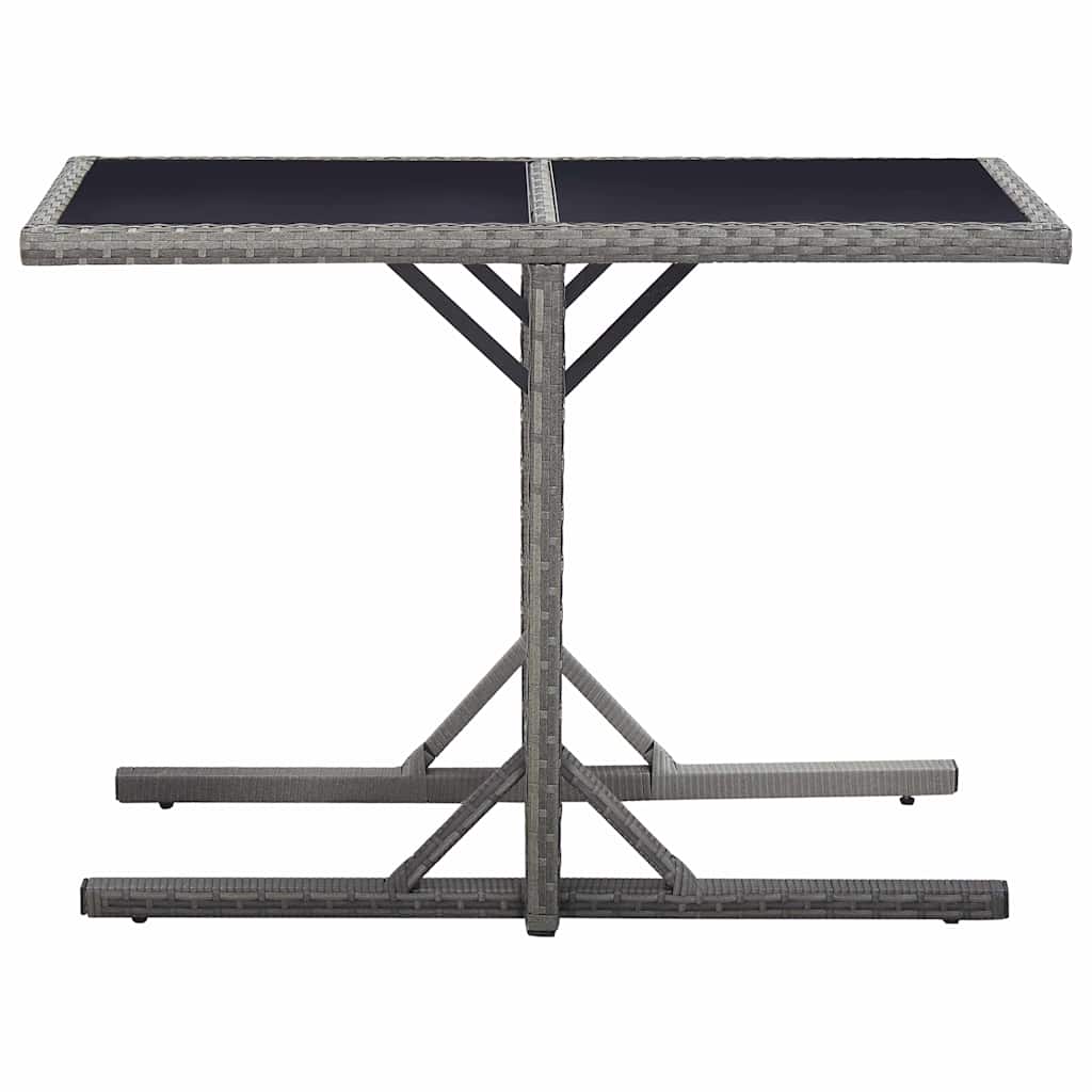 46455 vidaXL Garden Table Anthracite 110x53x72 cm Glass and Poly Rattan