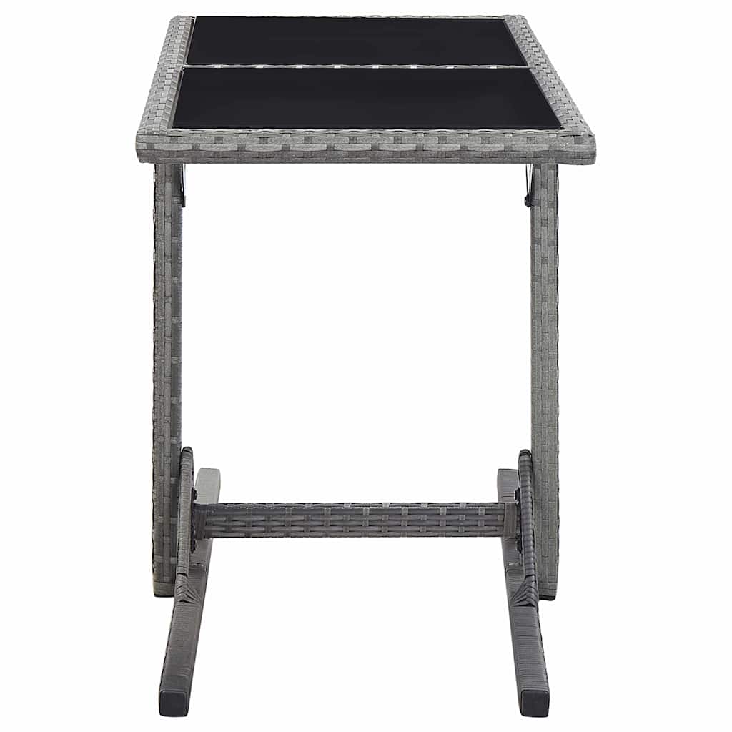 46455 vidaXL Garden Table Anthracite 110x53x72 cm Glass and Poly Rattan