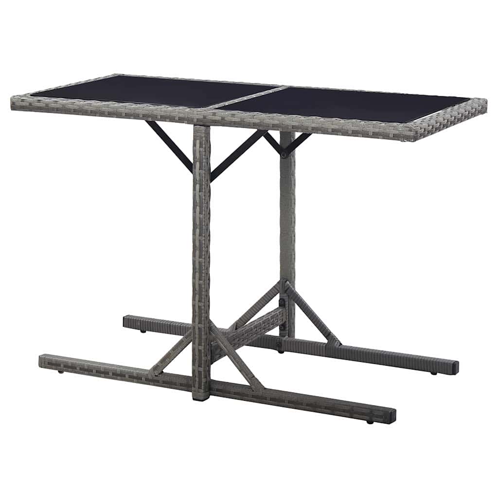 46455 vidaXL Garden Table Anthracite 110x53x72 cm Glass and Poly Rattan