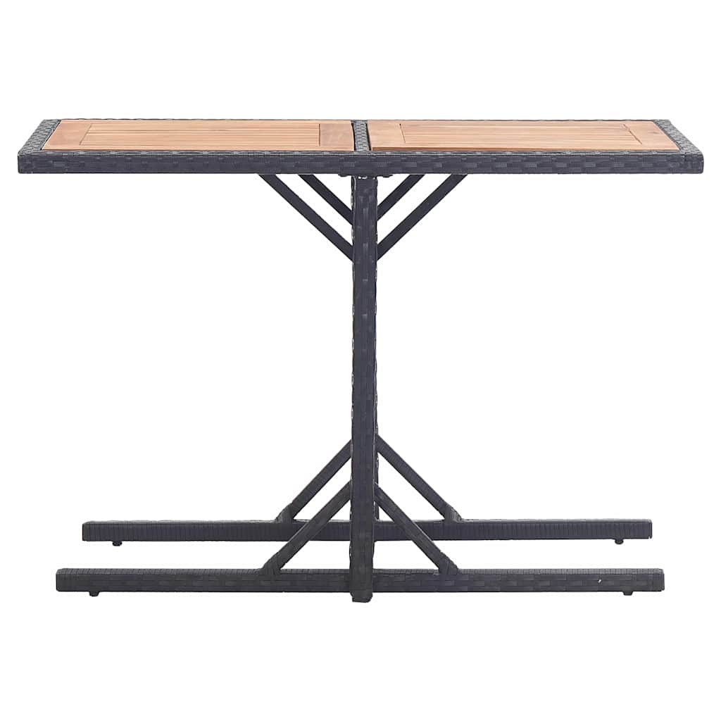 46456 vidaXL Garden Table Black Solid Acacia Wood and Poly Rattan