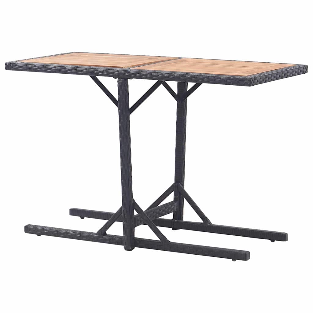 46456 vidaXL Garden Table Black Solid Acacia Wood and Poly Rattan