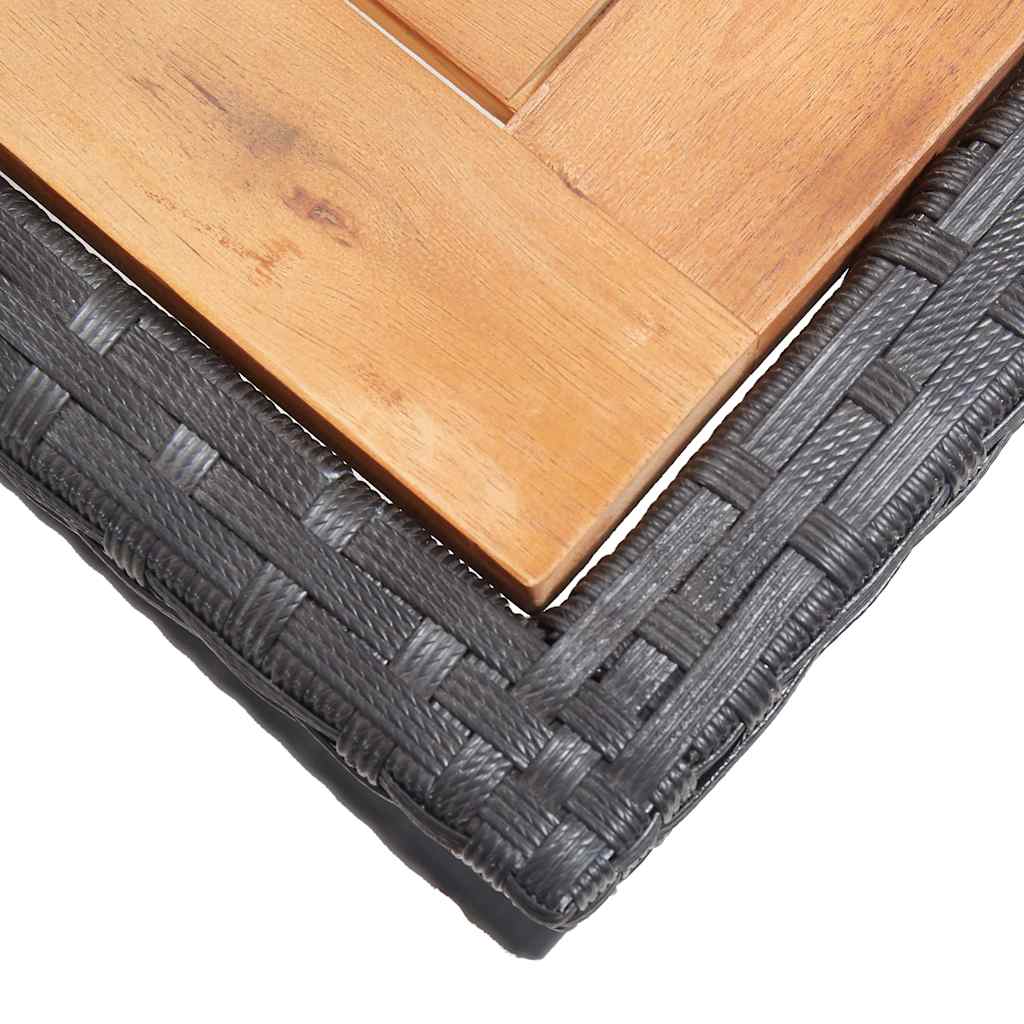 46456 vidaXL Garden Table Black Solid Acacia Wood and Poly Rattan