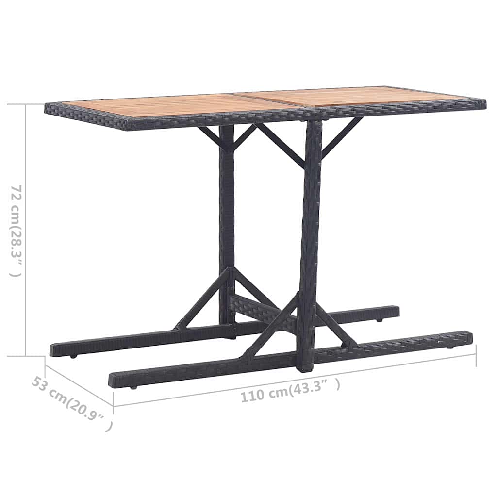 46456 vidaXL Garden Table Black Solid Acacia Wood and Poly Rattan