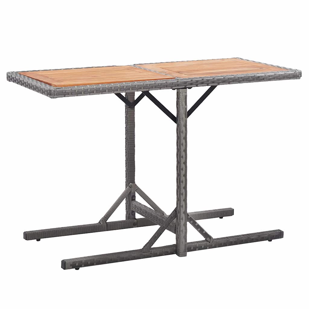 46457 vidaXL Garden Table Anthracite Poly Rattan and Solid Acacia Wood