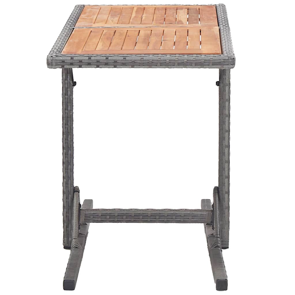 46457 vidaXL Garden Table Anthracite Poly Rattan and Solid Acacia Wood