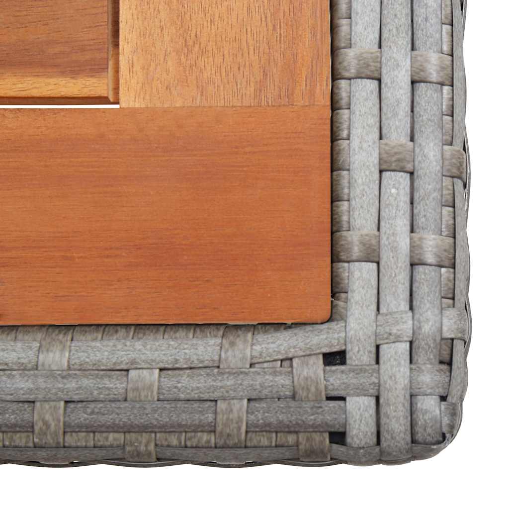 46457 vidaXL Garden Table Anthracite Poly Rattan and Solid Acacia Wood