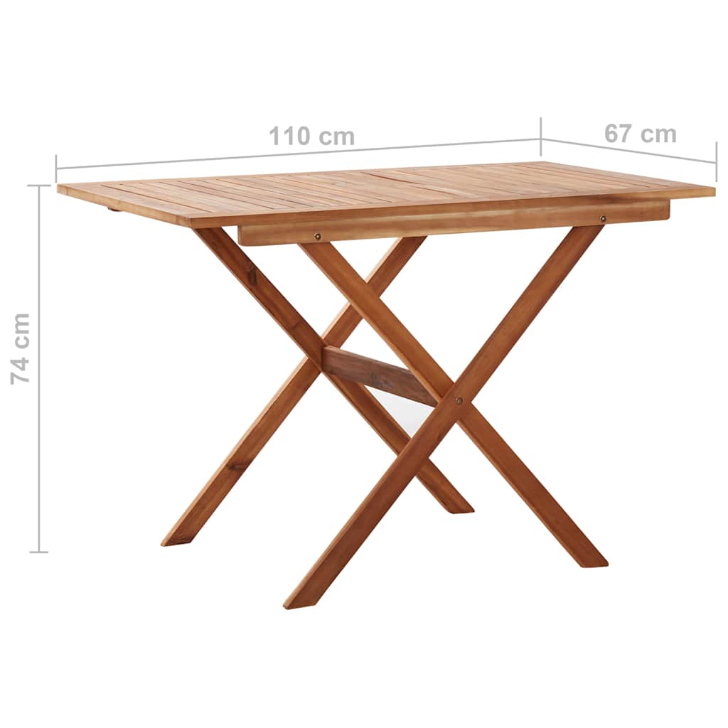 46458 vidaXL Garden Table 110x67x74 cm Solid Acacia Wood