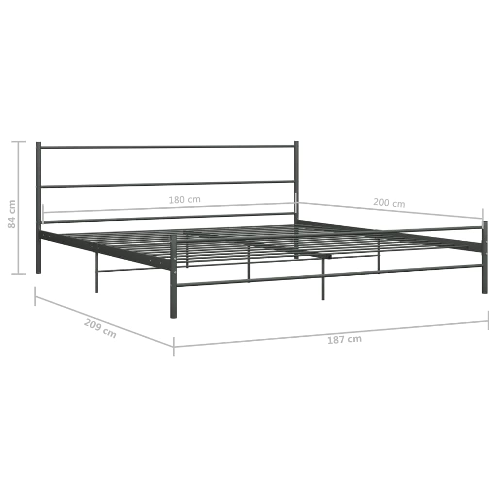 284684 vidaXL Bed Frame without Mattress Grey Metal 180x200 cm Super King