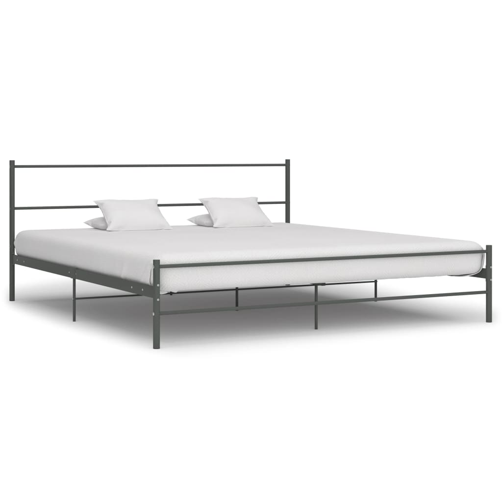 Bed Frame | Grey | Metal | 200x200cm | Durable | Bed Frame | Rectangular