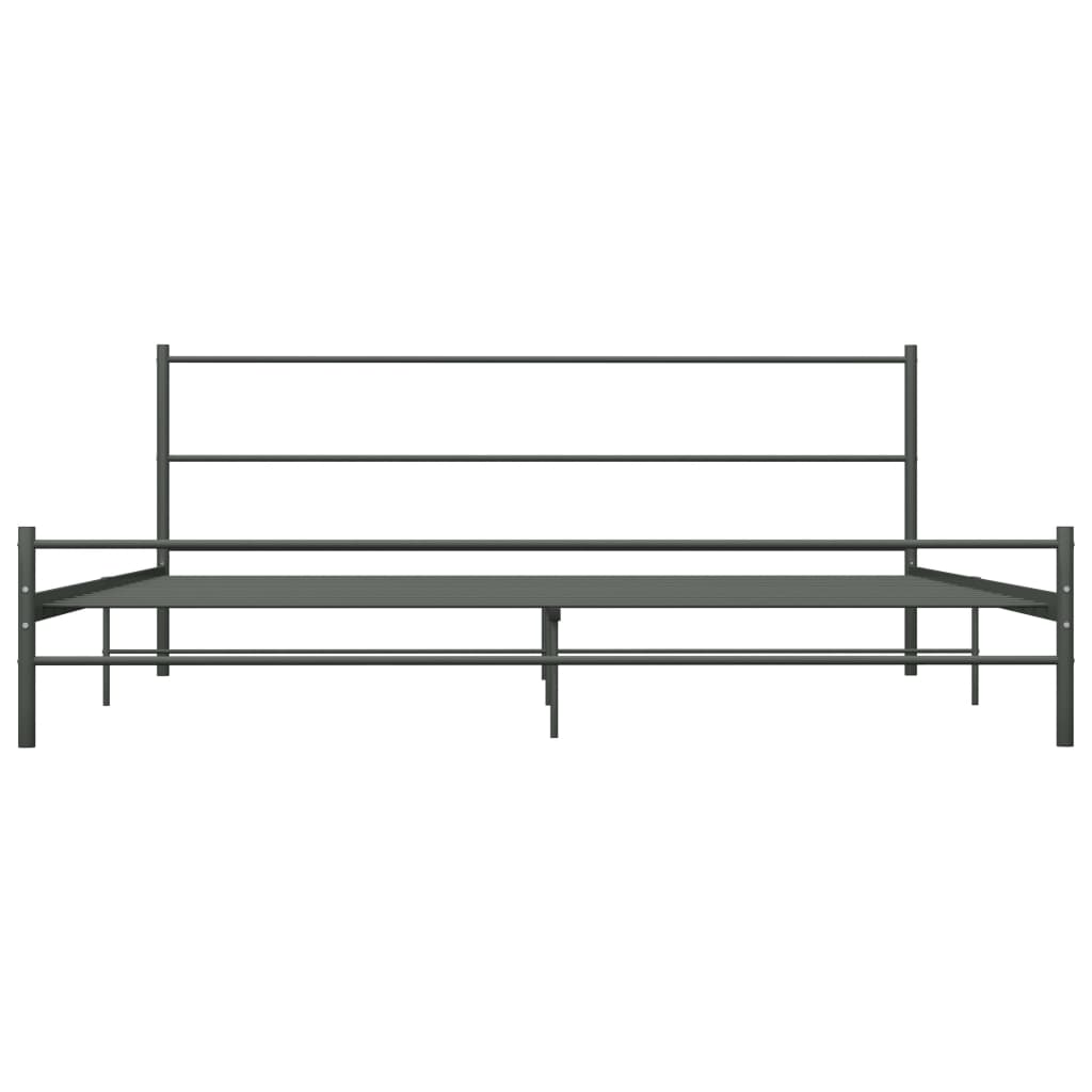 Bed Frame | Grey | Metal | 200x200cm | Durable | Bed Frame | Rectangular
