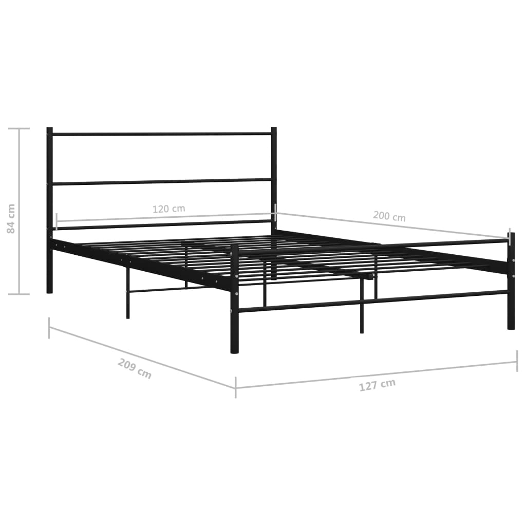 284690 vidaXL Bed Frame without Mattress Black Metal 120x200 cm