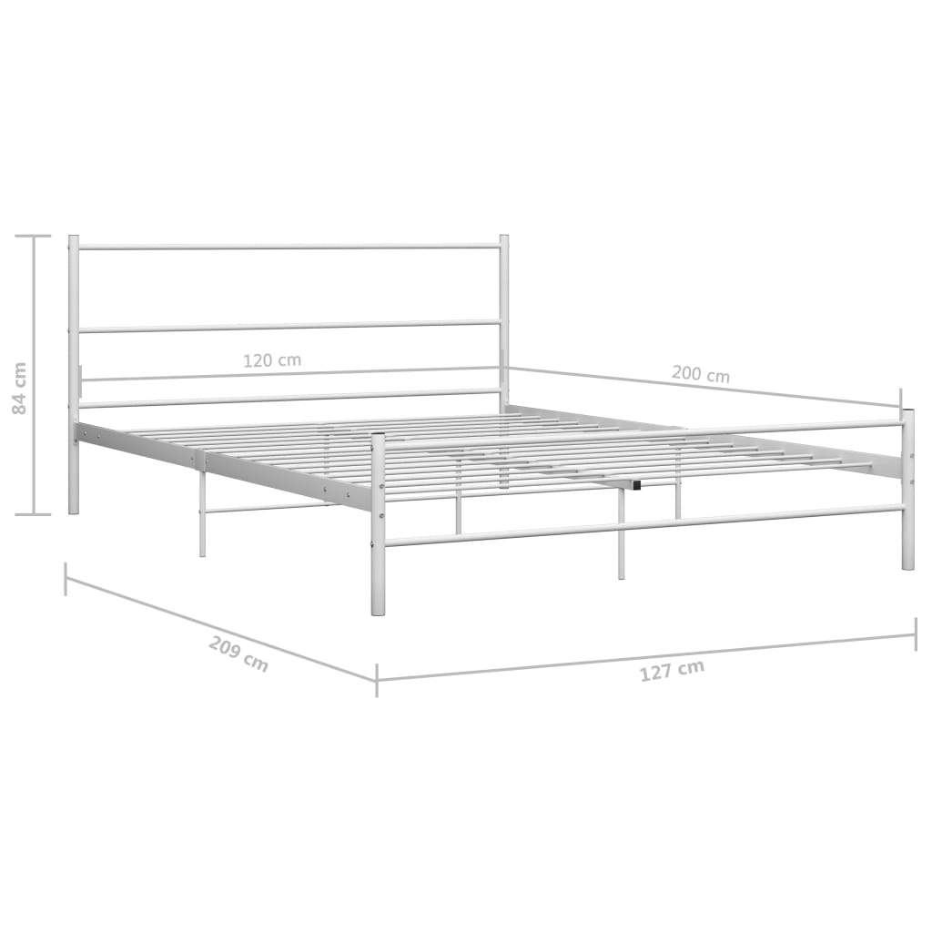 284694 vidaXL Bed Frame without Mattress White Metal 120x200 cm