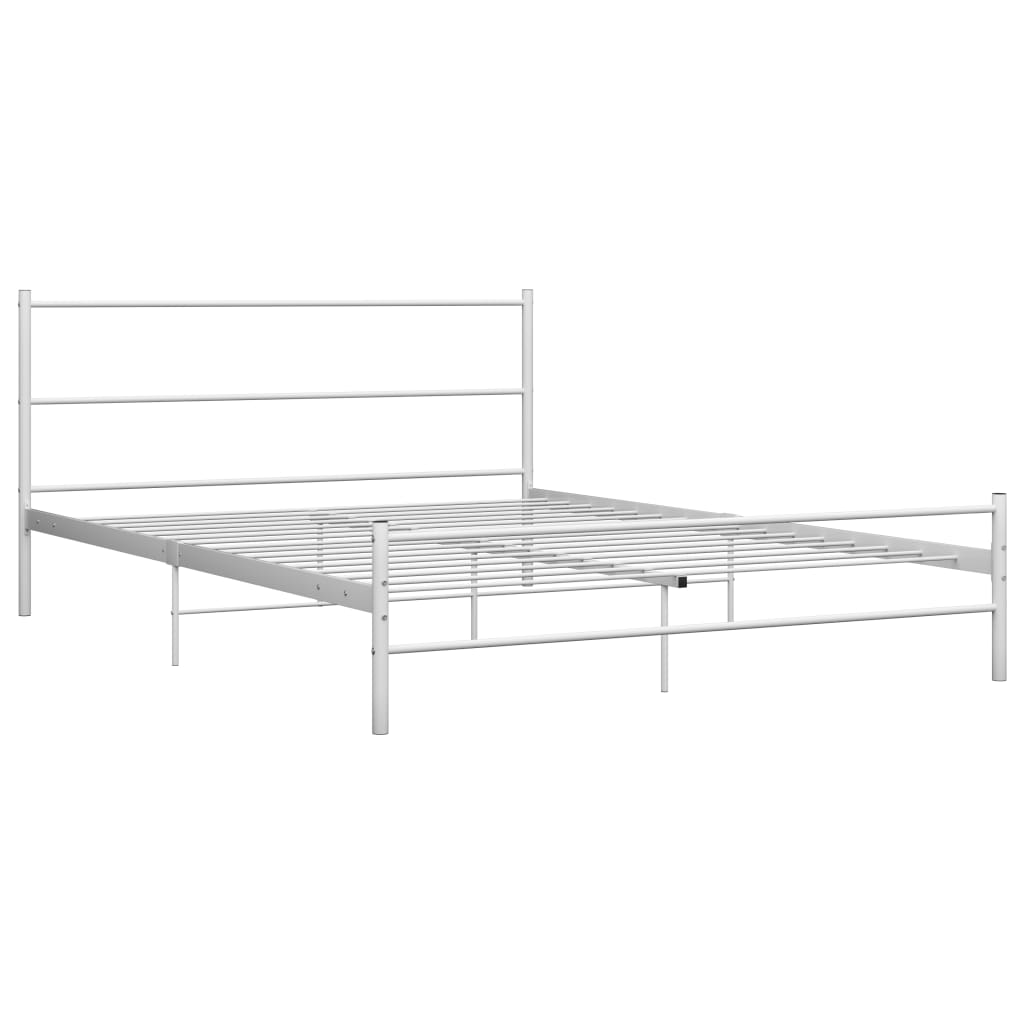 Bed Frame | White | Metal | Double | Durable | Bed Frame | Rectangular