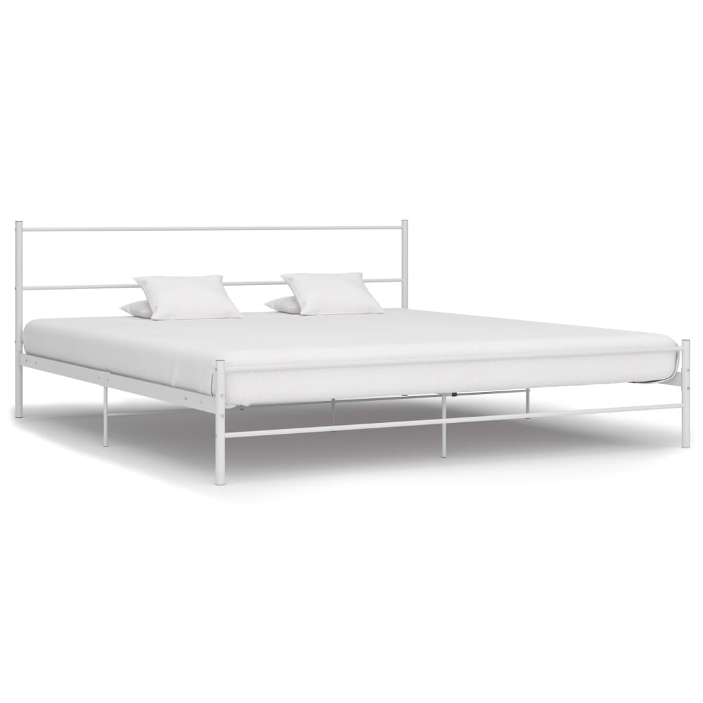 vidaXL Bed Frame without Mattress with Headboard White 160x200 cm Metal