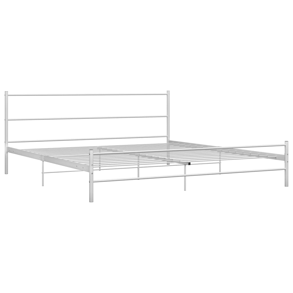 vidaXL Bed Frame without Mattress with Headboard White 160x200 cm Metal