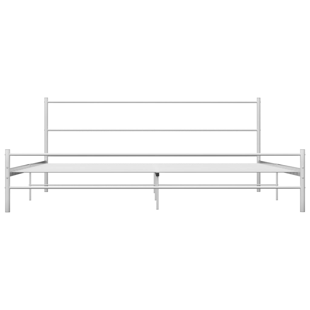 vidaXL Bed Frame without Mattress with Headboard White 160x200 cm Metal