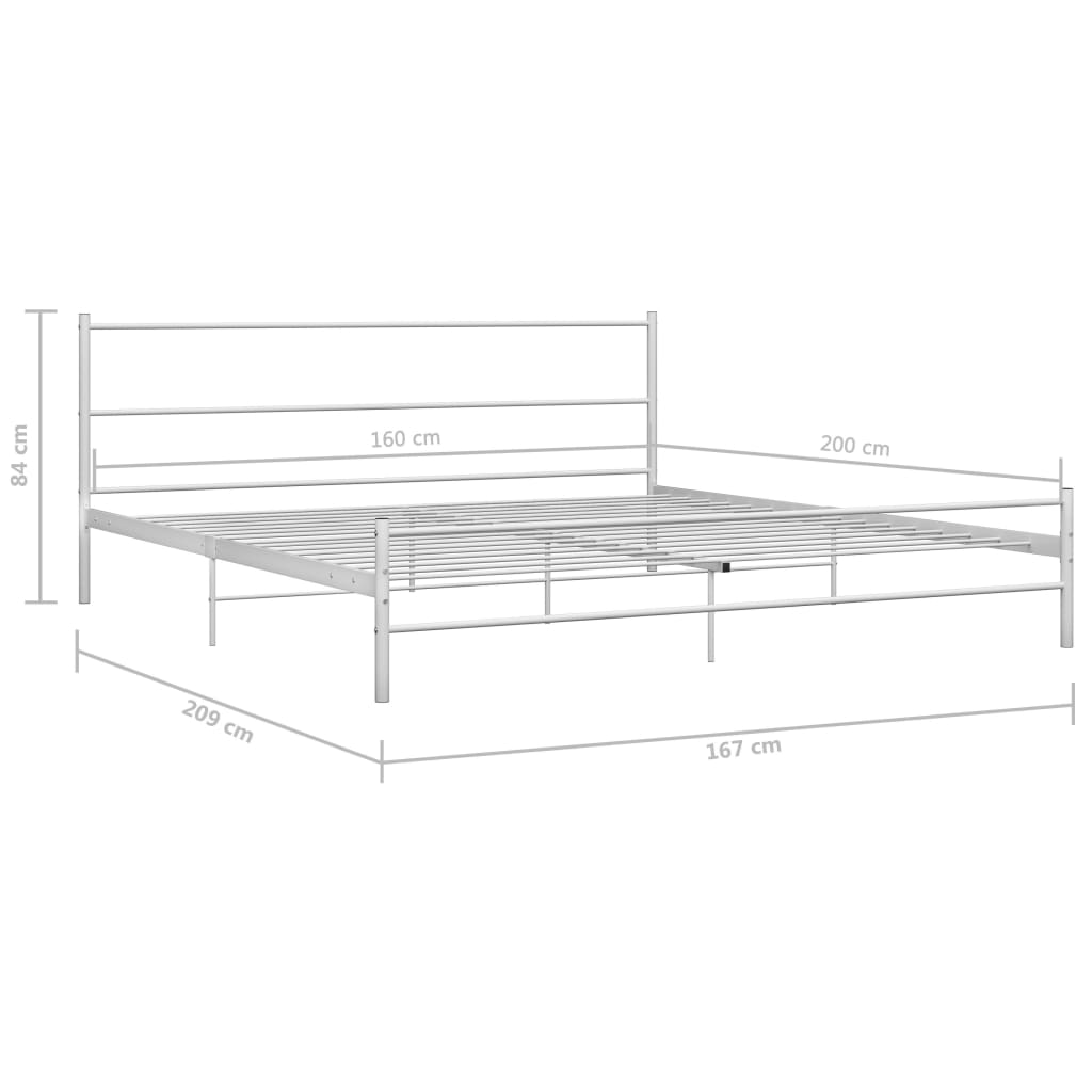 vidaXL Bed Frame without Mattress with Headboard White 160x200 cm Metal