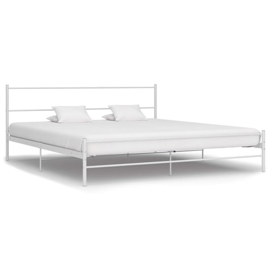 284697 vidaXL Bed Frame without Mattress White Metal 180x200 cm Super King