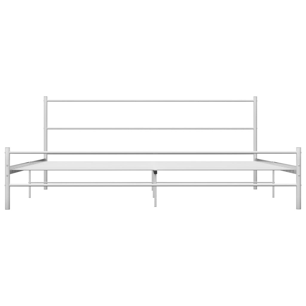 284697 vidaXL Bed Frame without Mattress White Metal 180x200 cm Super King