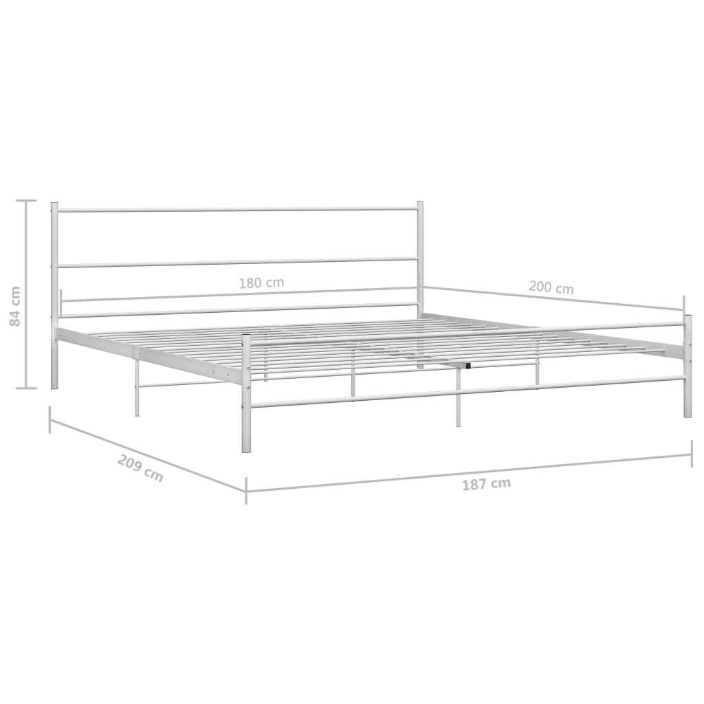 284697 vidaXL Bed Frame without Mattress White Metal 180x200 cm Super King