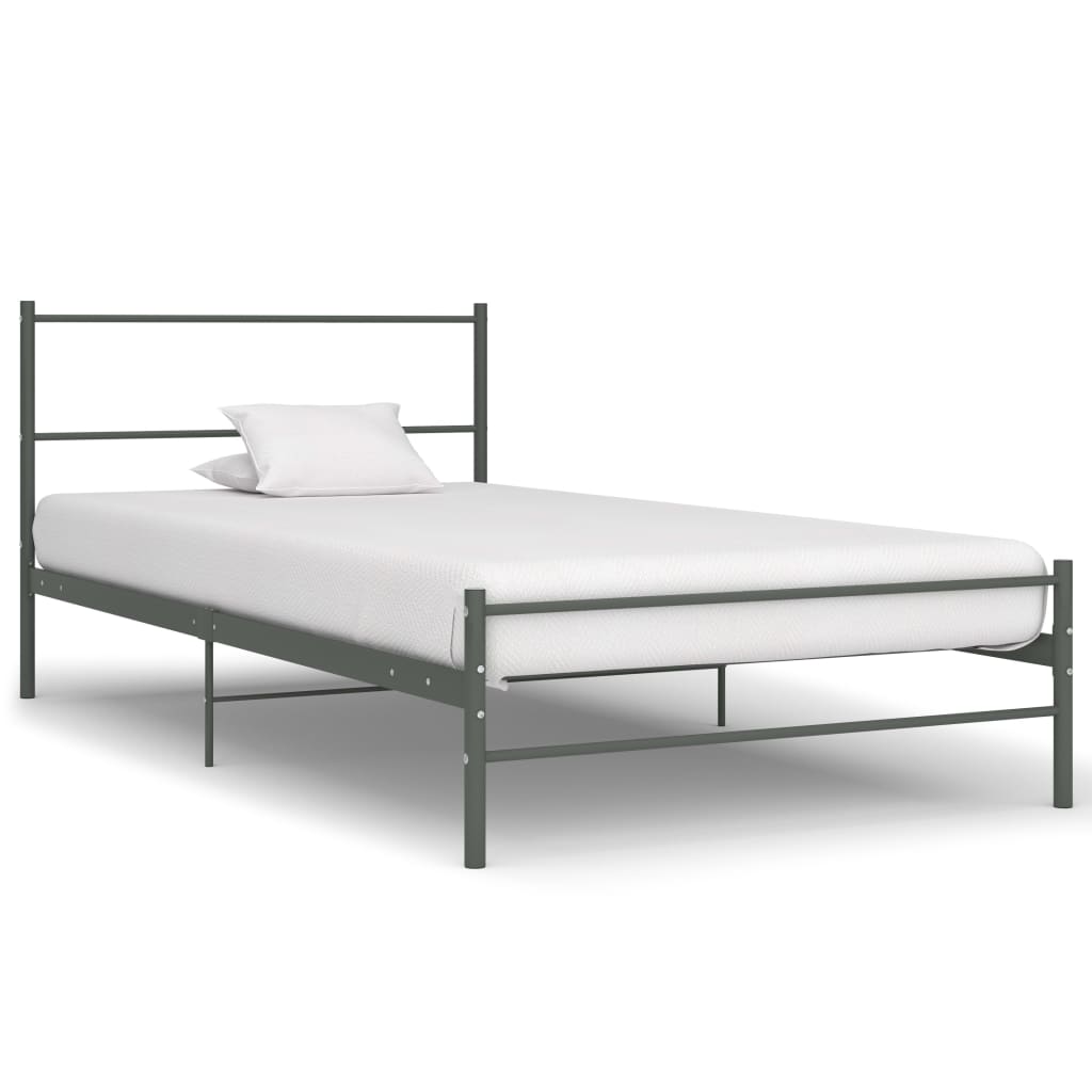 Bed Frame without Mattress Grey Metal 90x200 cm
