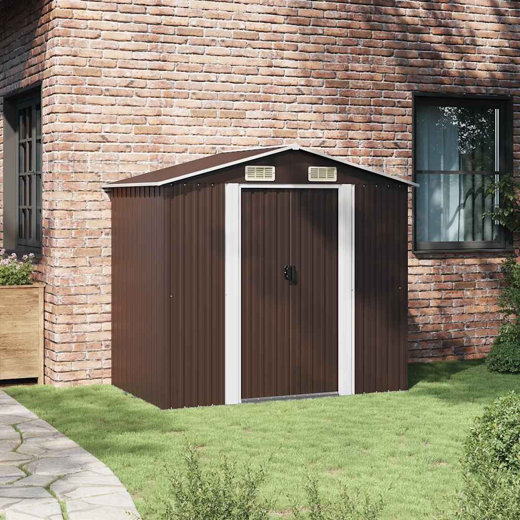 Garden Storage Shed Brown 204x132x186 cm Steel