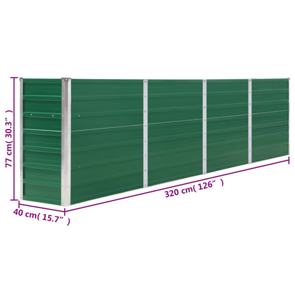 Verhoogd tuinbed 320x40x77 cm gegalvaniseerd staal groen