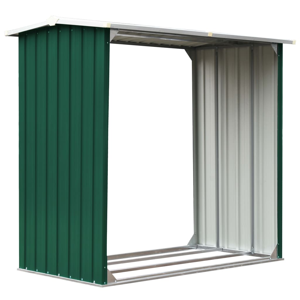 vidaXL Log Storage Shed Galvanised Steel 172x91x154 cm Green