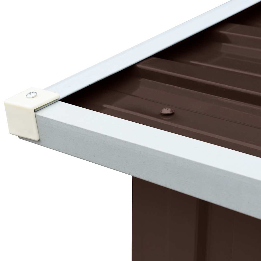 Garden Log Storage Shed Galvanised Steel 330x92x153 cm Brown
