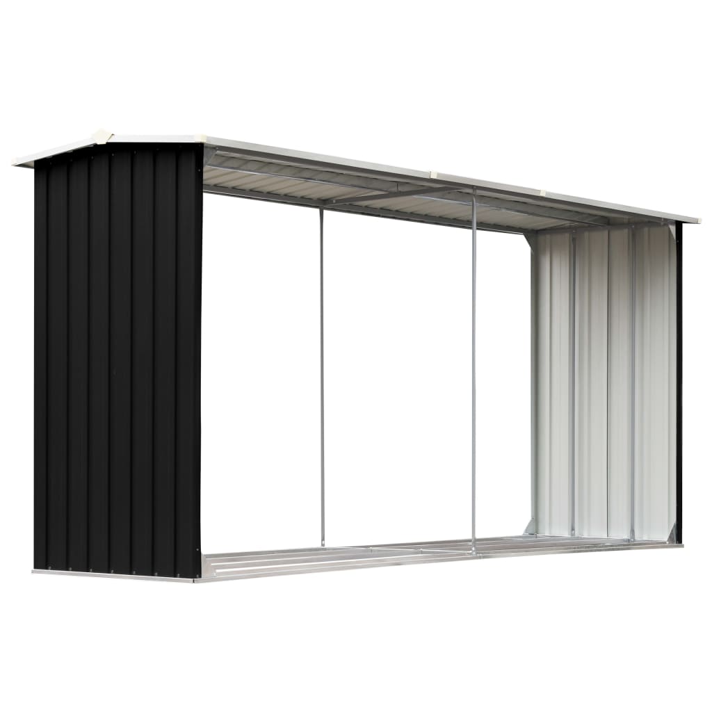 vidaXL Garden Log Storage Shed Galvanised Steel 330x92x153 cm Anthracite