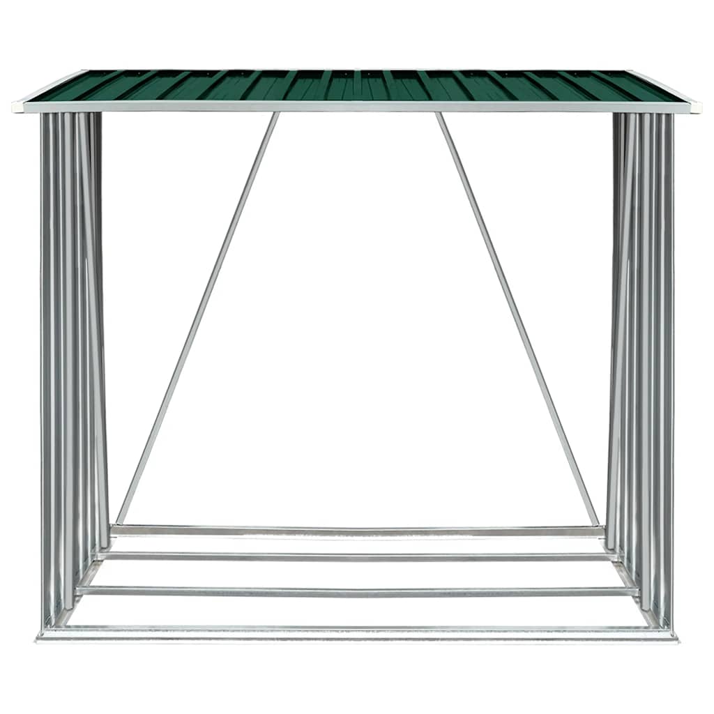 Garden Log Storage Shed Galvanised Steel 163x83x154 cm Green