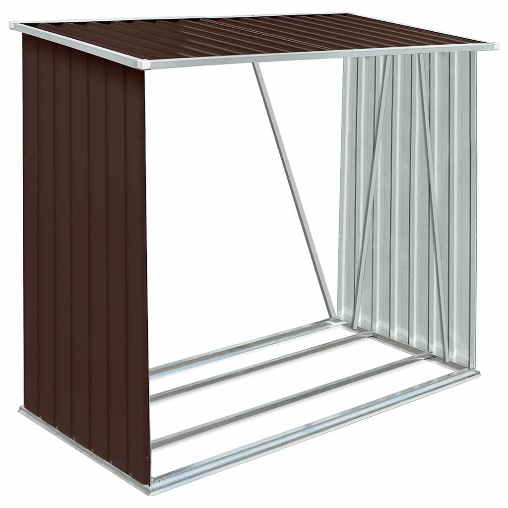 Garden Log Storage Shed Galvanised Steel 163x83x154 cm Brown