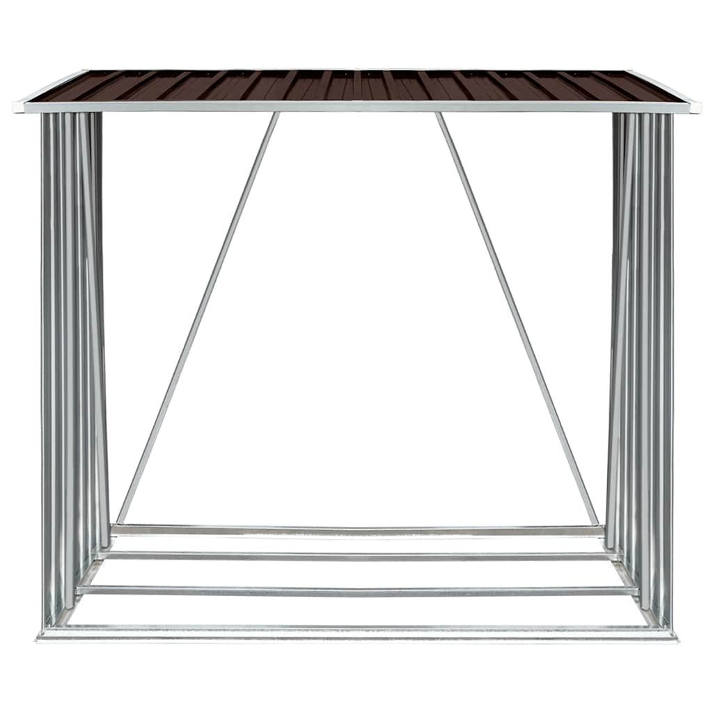 Garden Log Storage Shed Galvanised Steel 163x83x154 cm Brown