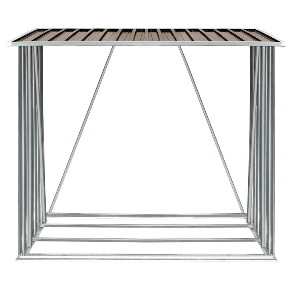 Garden Log Storage Shed Galvanised Steel 163x83x154 cm Brown