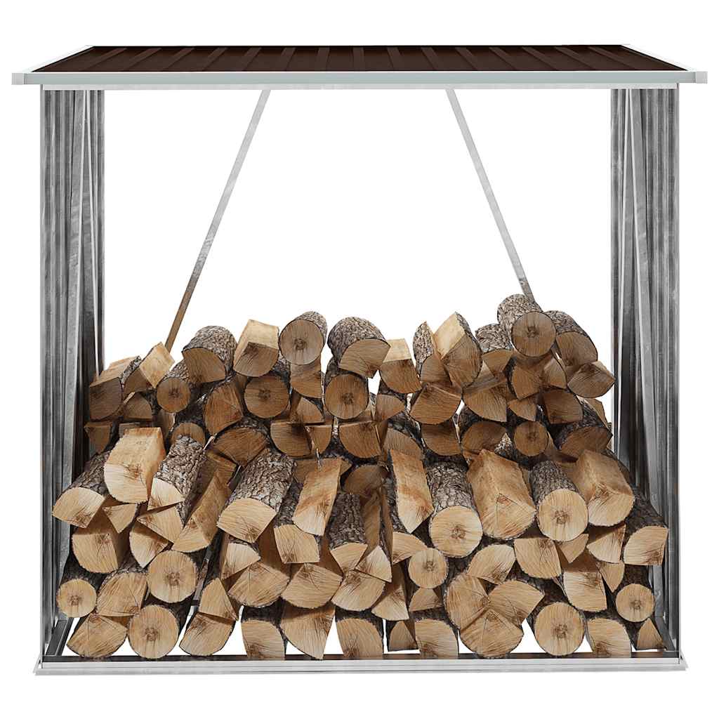 Garden Log Storage Shed Galvanised Steel 163x83x154 cm Brown