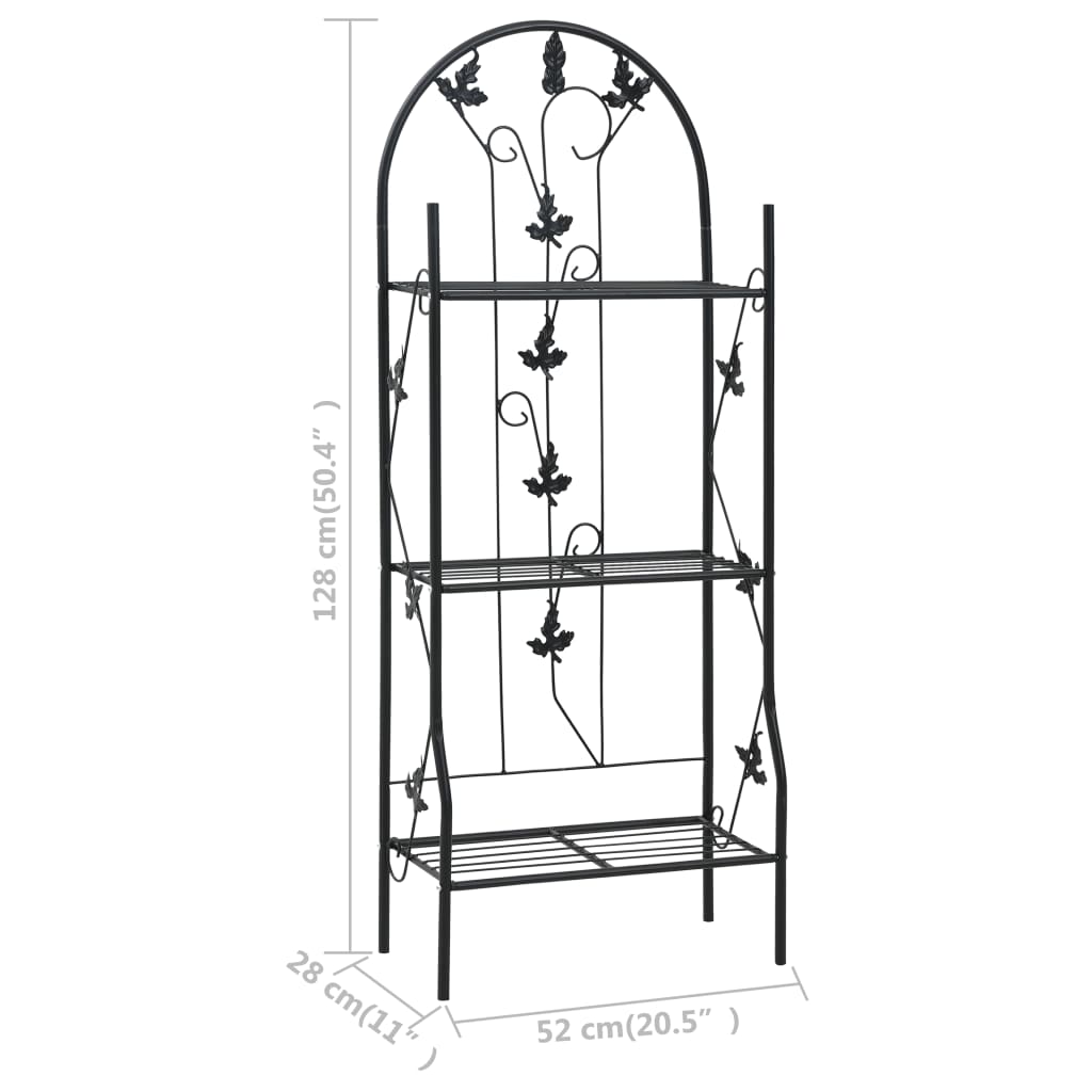 vidaXL 3-Layer Plant Rack Black 52x28x128 cm Iron