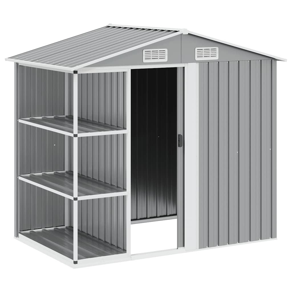 Garden Shed with Rack Grey 205x130x183 cm Iron