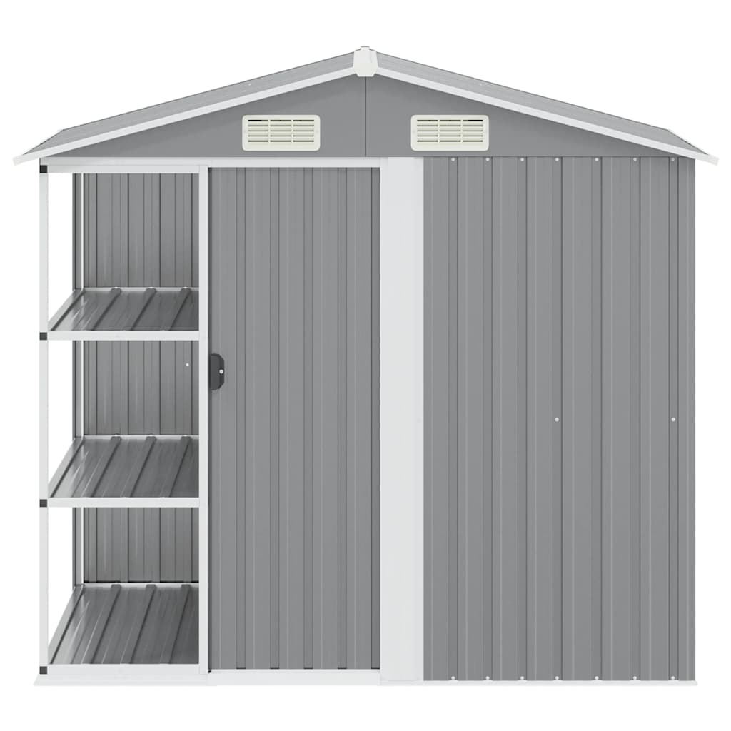 Garden Shed with Rack Grey 205x130x183 cm Iron