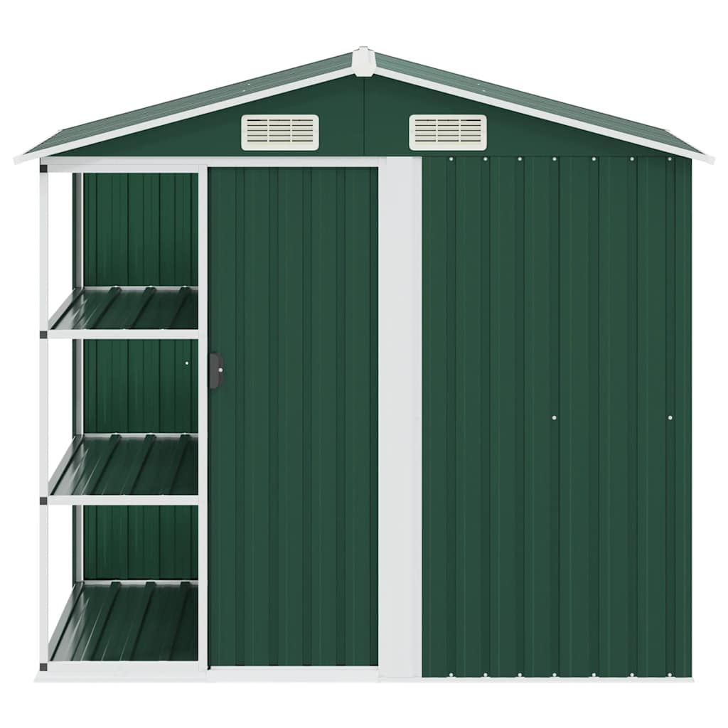 Garden Shed with Rack Green 205x130x183 cm Iron