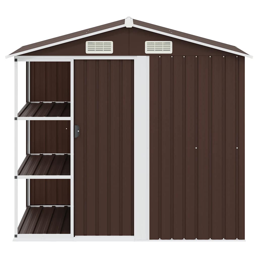 Garden Shed with Rack Brown 205x130x183 cm Iron